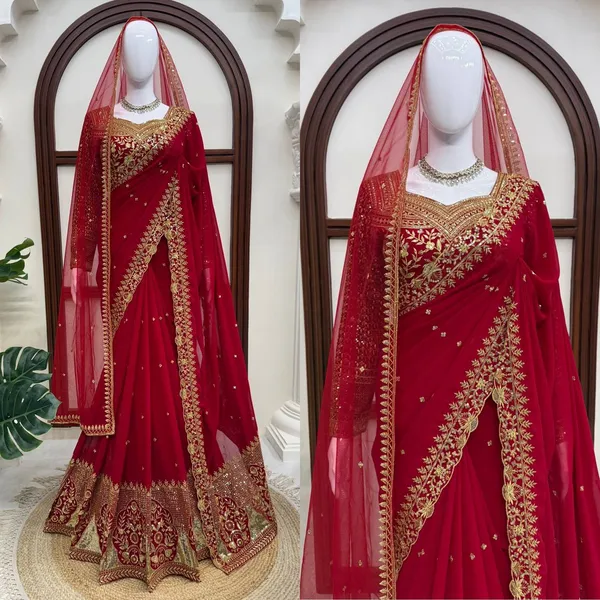 Faux_Georgette_Sequin_Saree_Blouse_Dupatta_Set