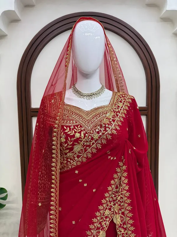 Faux_Georgette_Sequin_Saree_Blouse_Dupatta_Set