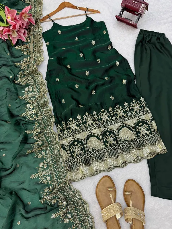 Fendy_Silk_Designer_Anarkali_Set_with_Thread_Sequence_Work_and_Lace_Green