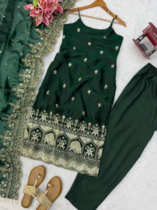 Fendy_Silk_Designer_Anarkali_Set_with_Thread_Sequence_Work_and_Lace_Green