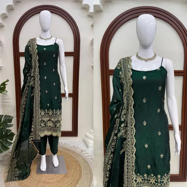Fendy_Silk_Designer_Anarkali_Set_with_Thread_Sequence_Work_and_Lace_Green