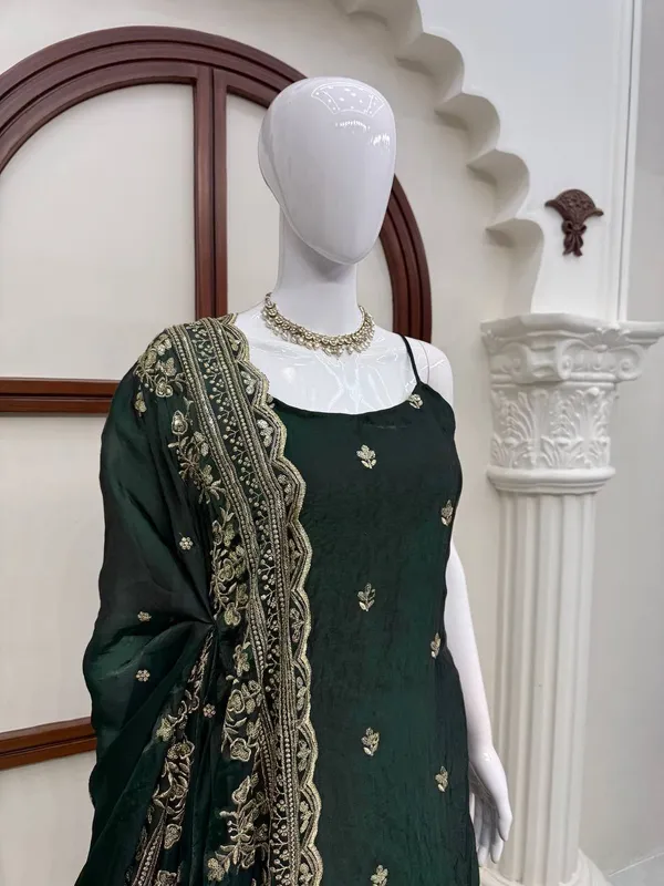 Fendy_Silk_Designer_Anarkali_Set_with_Thread_Sequence_Work_and_Lace_Green