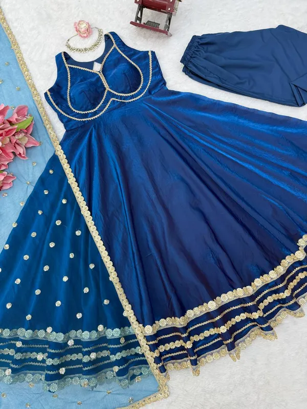 Fendy_Silk_Designer_Gown_Pant_Dupatta_Set_Blue