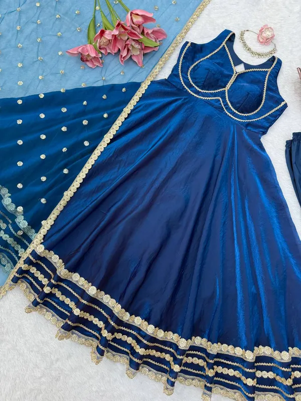 Fendy_Silk_Designer_Gown_Pant_Dupatta_Set_Blue