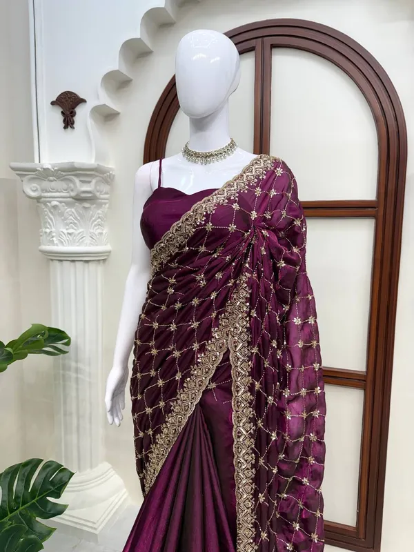 Fendy_Silk__Heavy_Beds_Work_Saree_Maroon