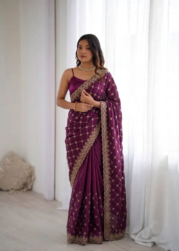 Fendy_Silk__Heavy_Beds_Work_Saree_Maroon