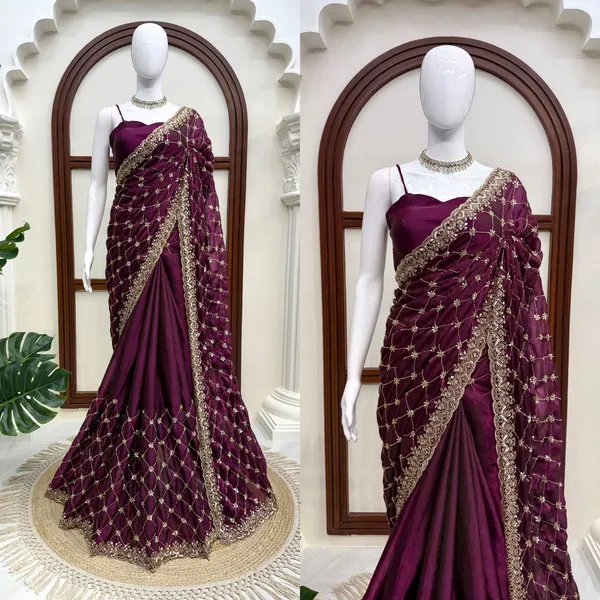 Fendy_Silk__Heavy_Beds_Work_Saree_Maroon