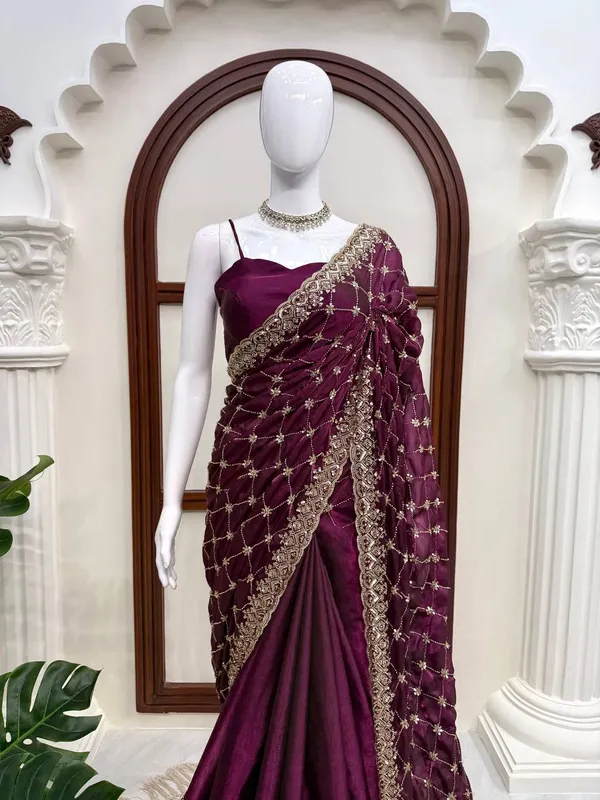 Fendy_Silk__Heavy_Beds_Work_Saree_Maroon