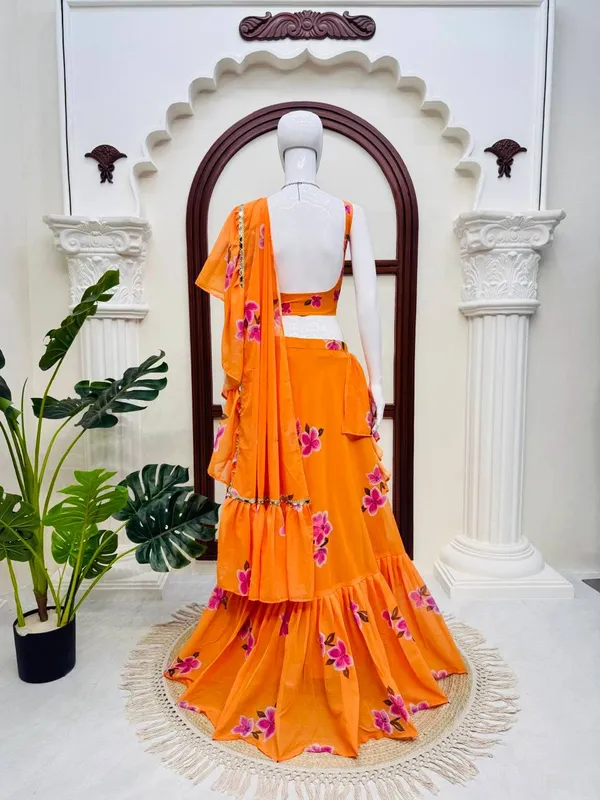 Foux_Gorgette_Orange_Lehenga