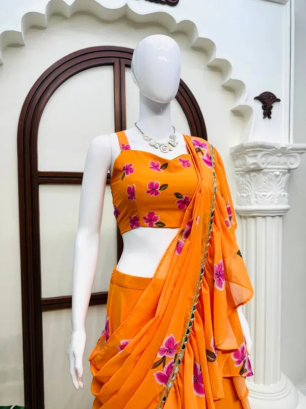 Foux_Gorgette_Orange_Lehenga