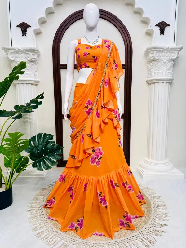 Foux_Gorgette_Orange_Lehenga