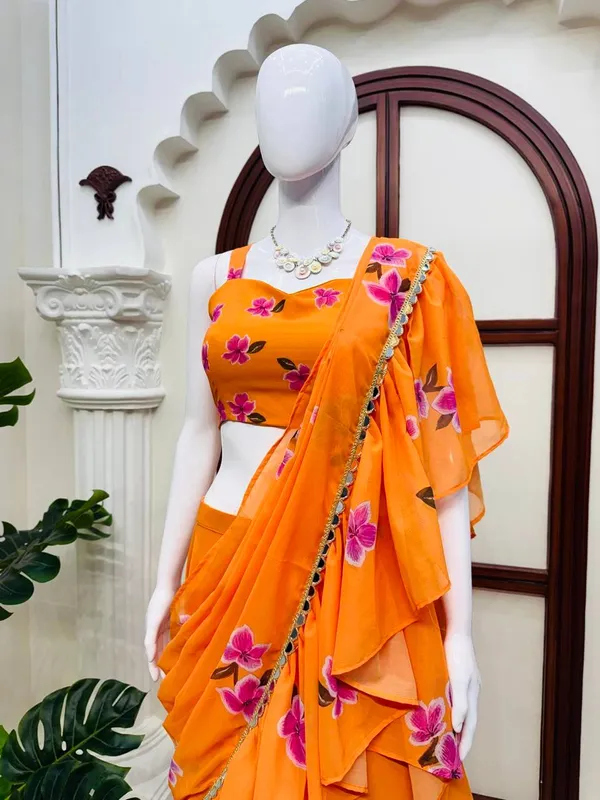 Foux_Gorgette_Orange_Lehenga