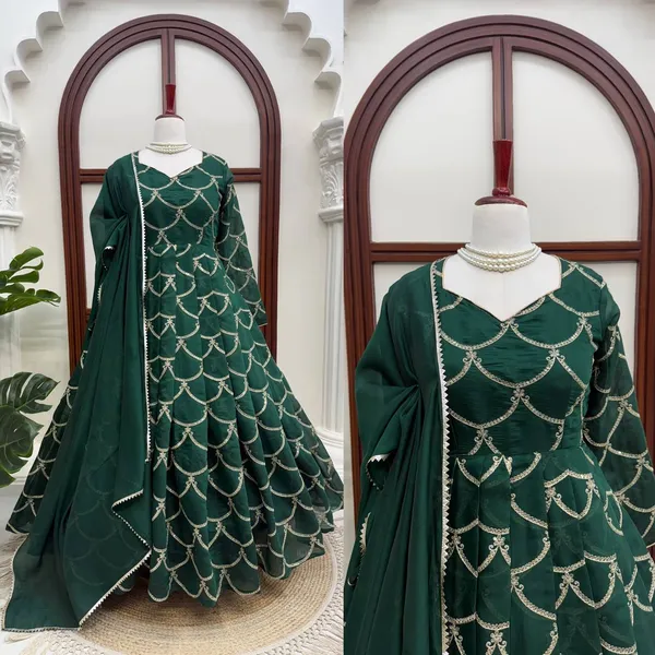 Green_Mal_Chanderi_Designer_Gown_Set