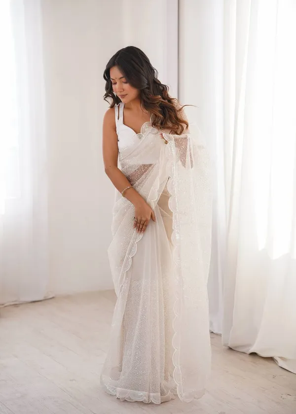 Havy_Soft_Net_White_Saree