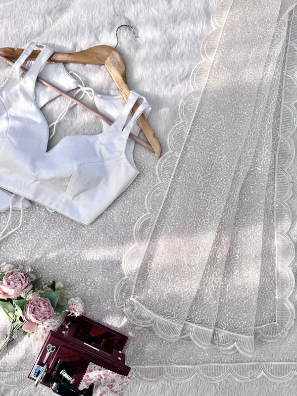Havy_Soft_Net_White_Saree