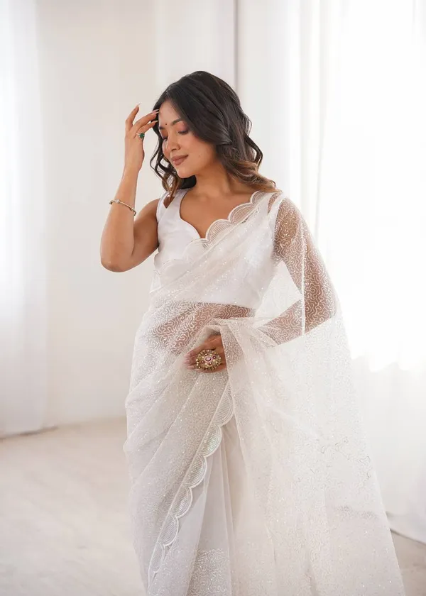Havy_Soft_Net_White_Saree
