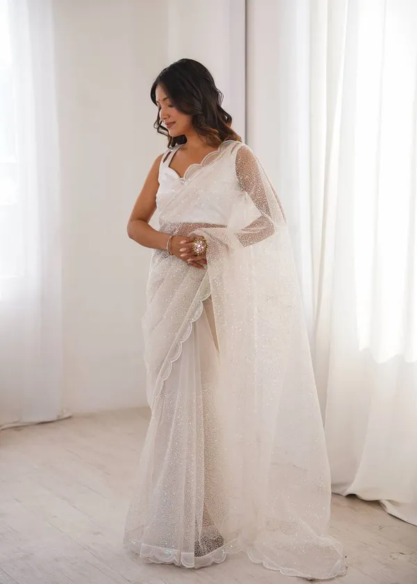 Havy_Soft_Net_White_Saree