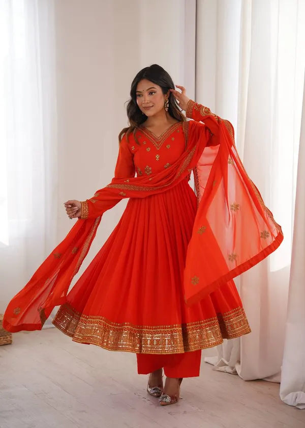 Heavy_Faux_Georgette_Anarkali_Red_Kurta_Set