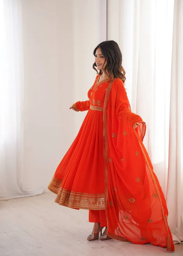 Heavy_Faux_Georgette_Anarkali_Red_Kurta_Set