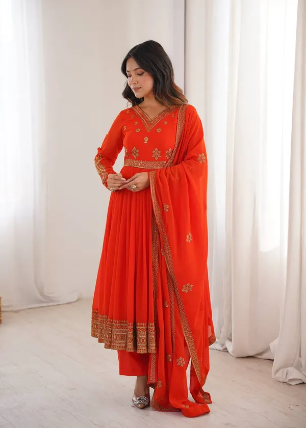 Heavy_Faux_Georgette_Anarkali_Red_Kurta_Set