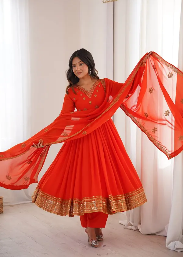 Heavy_Faux_Georgette_Anarkali_Red_Kurta_Set