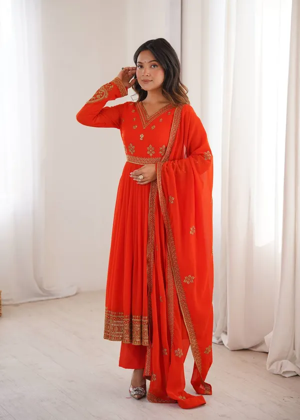 Heavy_Faux_Georgette_Anarkali_Red_Kurta_Set