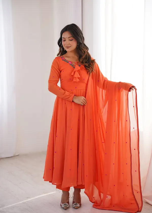 Heavy_Faux_Georgette_Embroidered_Anarkali_Pant_Dupatta_Set_Orange