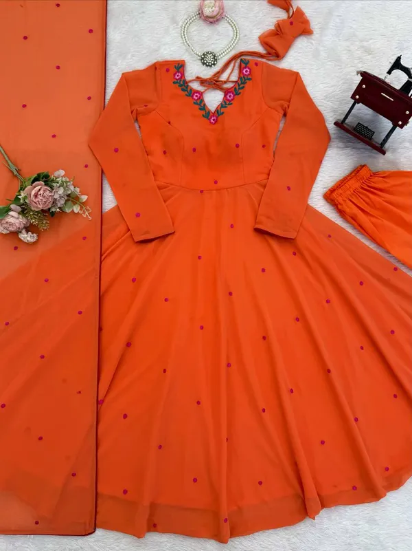 Heavy_Faux_Georgette_Embroidered_Anarkali_Pant_Dupatta_Set_Orange