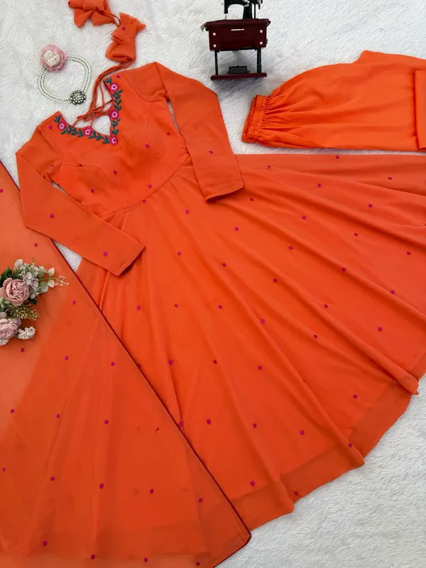 Heavy_Faux_Georgette_Embroidered_Anarkali_Pant_Dupatta_Set_Orange