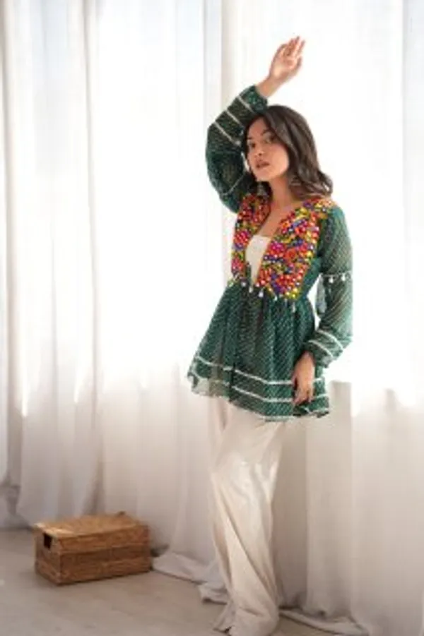 Heavy_Faux_Georgette_Green_Kurta_Set