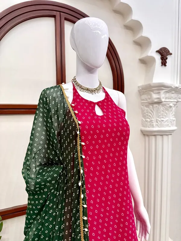 Heavy_Faux_Georgette_Kurta_Set_Red