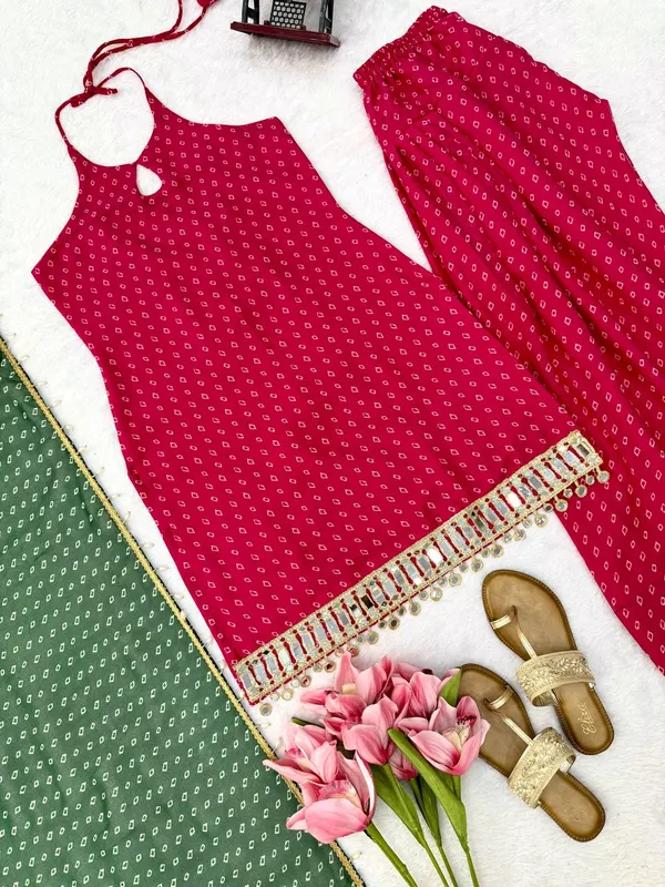 Heavy_Faux_Georgette_Kurta_Set_Red