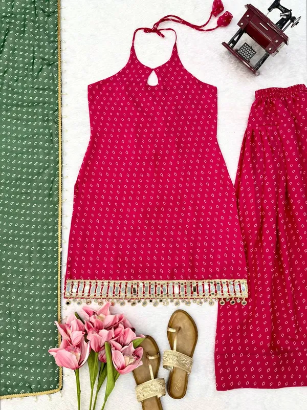Heavy_Faux_Georgette_Kurta_Set_Red