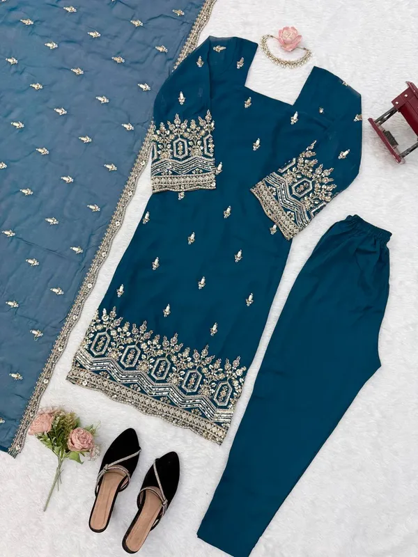 Heavy_Faux_Georgette_Suit_Pant_Dupatta_Set_with_Beads_Sequence_Thread_Work_Blue