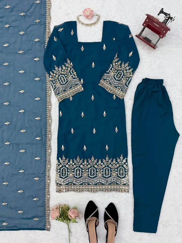 Heavy_Faux_Georgette_Suit_Pant_Dupatta_Set_with_Beads_Sequence_Thread_Work_Blue