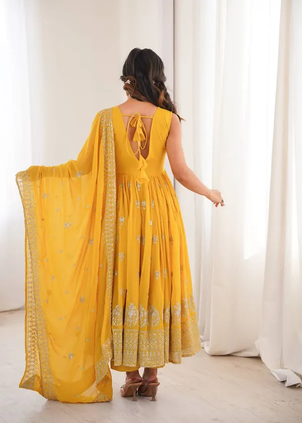 Heavy_Faux_Georgette_Yellow_Anarkali_Set