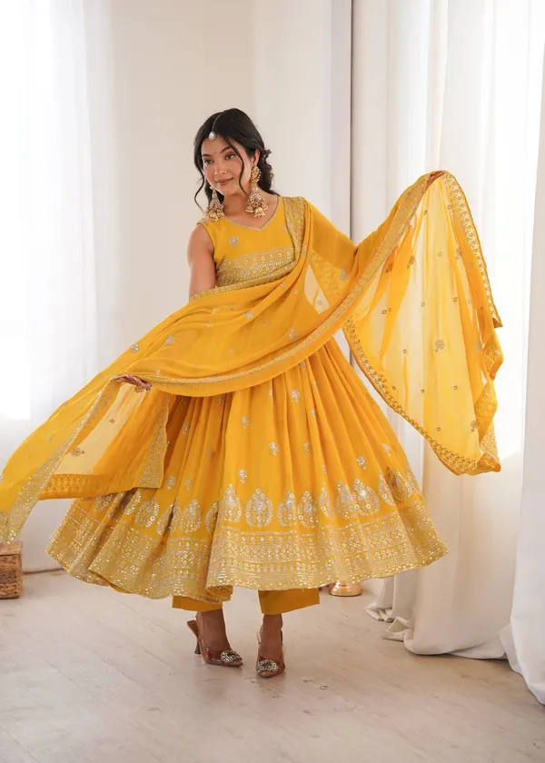 Heavy_Faux_Georgette_Yellow_Anarkali_Set