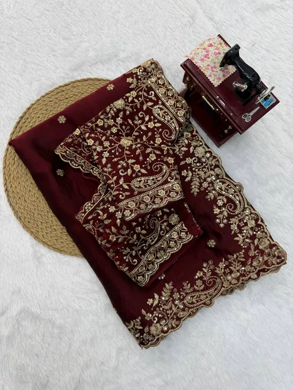 Heavy_Fendy_Silk_Designer_Saree_with_Thread_Sequin_Embroidery_Blouse_Maroon