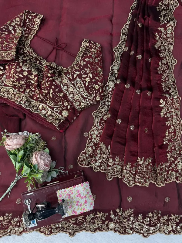 Heavy_Fendy_Silk_Designer_Saree_with_Thread_Sequin_Embroidery_Blouse_Maroon