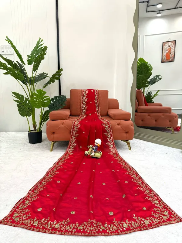 Heavy_Fendy_Silk_Sequin_Embroidered_Designer_Saree_Red
