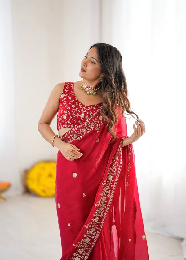 Heavy_Fendy_Silk_Sequin_Embroidered_Designer_Saree_Red
