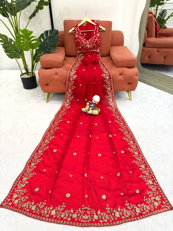 Heavy_Fendy_Silk_Sequin_Embroidered_Designer_Saree_Red