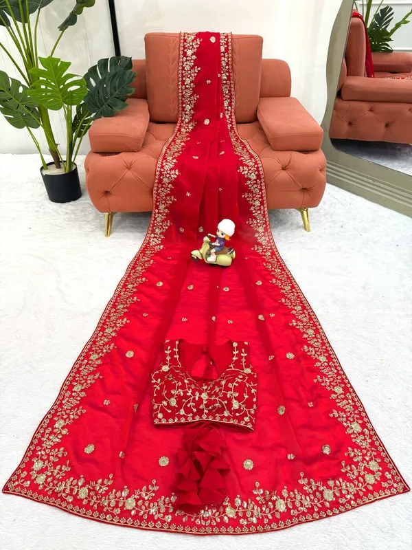 Heavy_Fendy_Silk_Sequin_Embroidered_Designer_Saree_Red