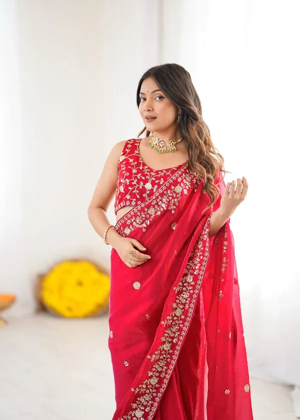 Heavy_Fendy_Silk_Sequin_Embroidered_Designer_Saree_Red
