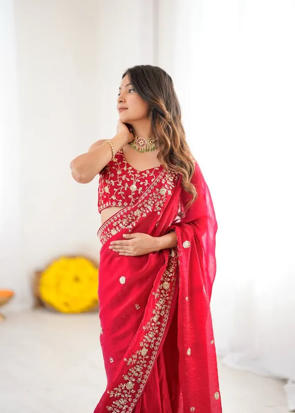 Heavy_Fendy_Silk_Sequin_Embroidered_Designer_Saree_Red