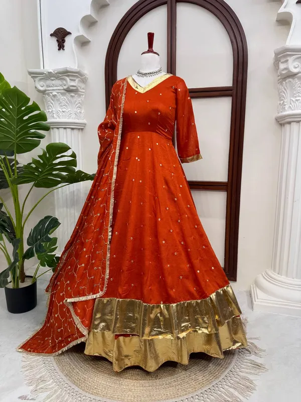 Heavy_Vichitra_Silk_Orange_Anarkali_Set