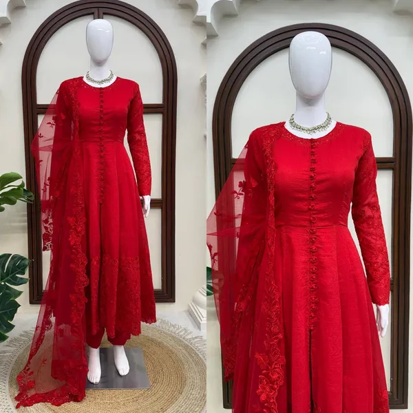 Heavy_Vichitra_Silk_Red_Anarkali_Set