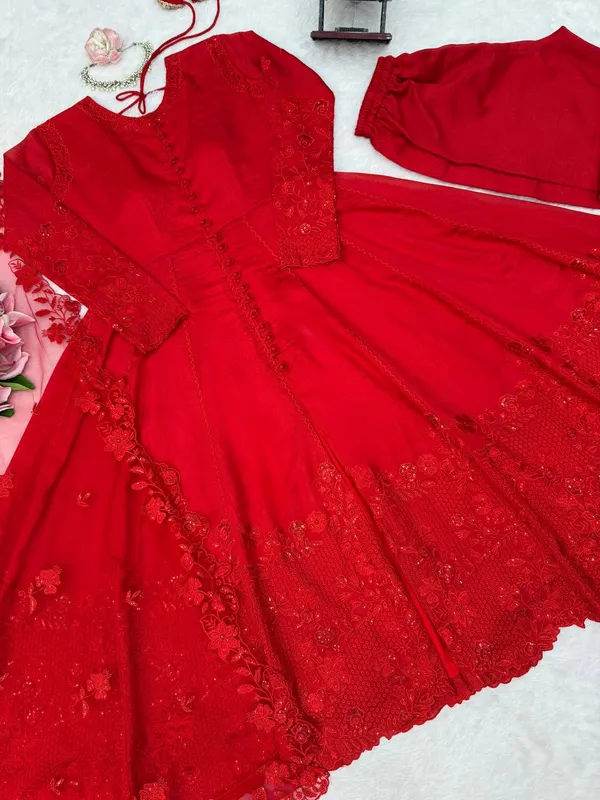 Heavy_Vichitra_Silk_Red_Anarkali_Set