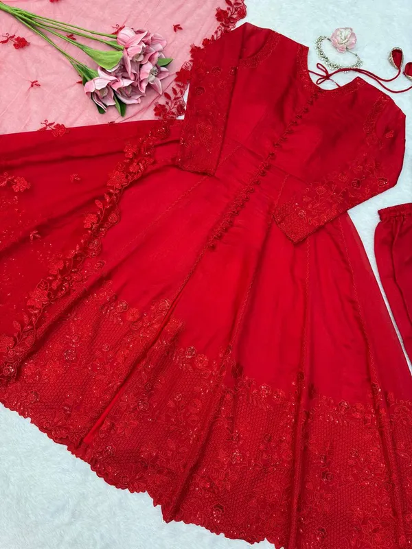 Heavy_Vichitra_Silk_Red_Anarkali_Set