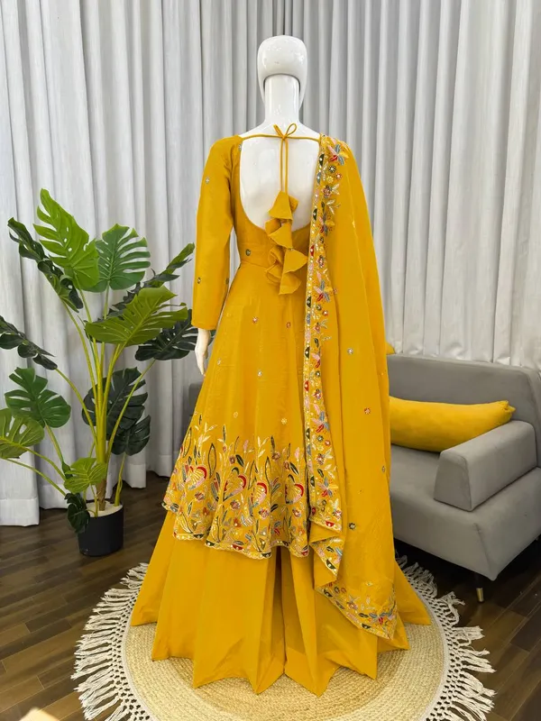 Yellow_Crunchy_Silk_Anarkali_Palazzo_Set